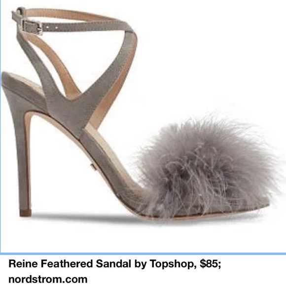 TOPSHOP Reine Feathered Grey Sandal Size 37 - Picture 5 of 5